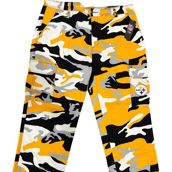 Pittsburgh Steelers Camouflage Gameday Cargo Pants Camo NFL 40x30 Wide Leg Rare - Picture 1 of 8